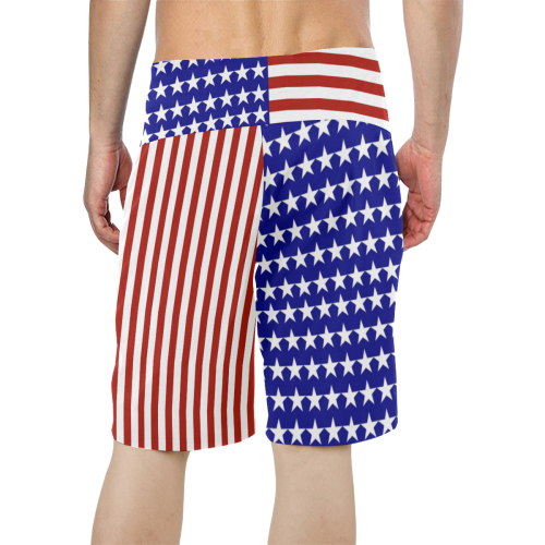 USA Patriotic Stars & Stripes Men's All Over Print Board Shorts (Model L16)