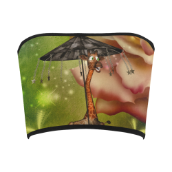Funny giraffe with umbrella Bandeau Top