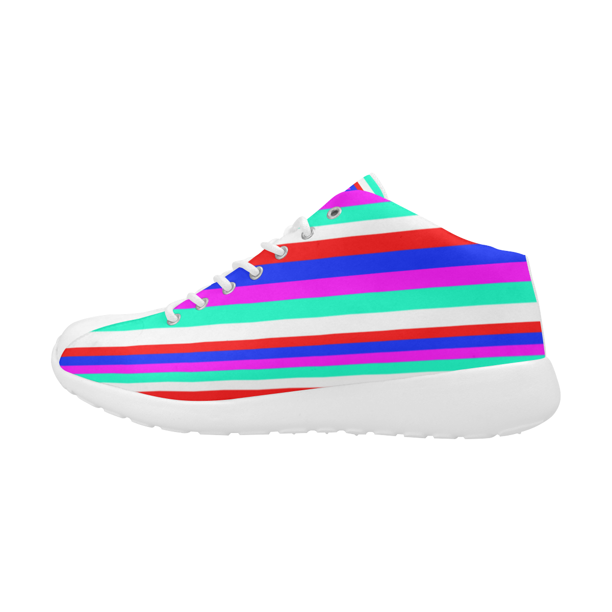 Colored Stripes - Fire Red Royal Blue Pink Mint Wh Women's Basketball Training Shoes (Model 47502)