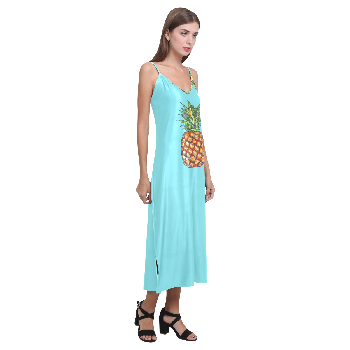 copy V-Neck Open Fork Long Dress(Model D18)