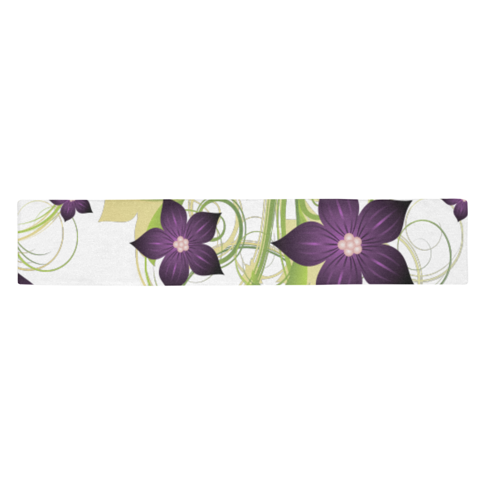 Purple Floral Garden Table Runner 14x72 inch