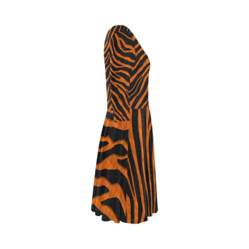 Ripped SpaceTime Stripes - Orange Elbow Sleeve Ice Skater Dress (D20)