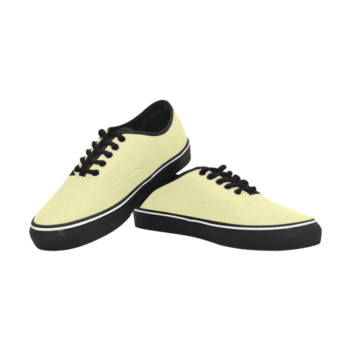 color pale goldenrod Classic Men's Canvas Low Top Shoes/Large (Model E001-4)