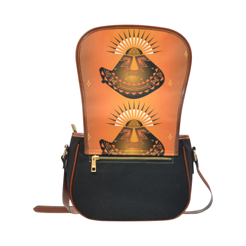 Three Bears Orange Saddle Bag/Small (Model 1649)(Flap Customization)