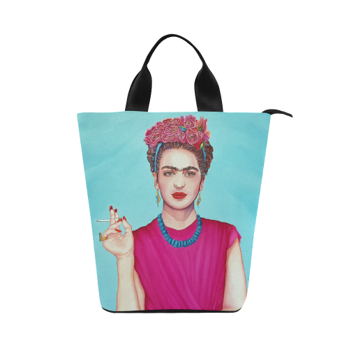 FRIDA IN THE PINK Nylon Lunch Tote Bag (Model 1670)