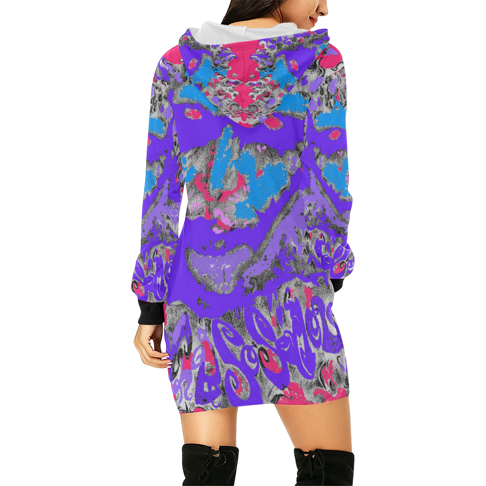 why_0001dress All Over Print Hoodie Mini Dress (Model H27)