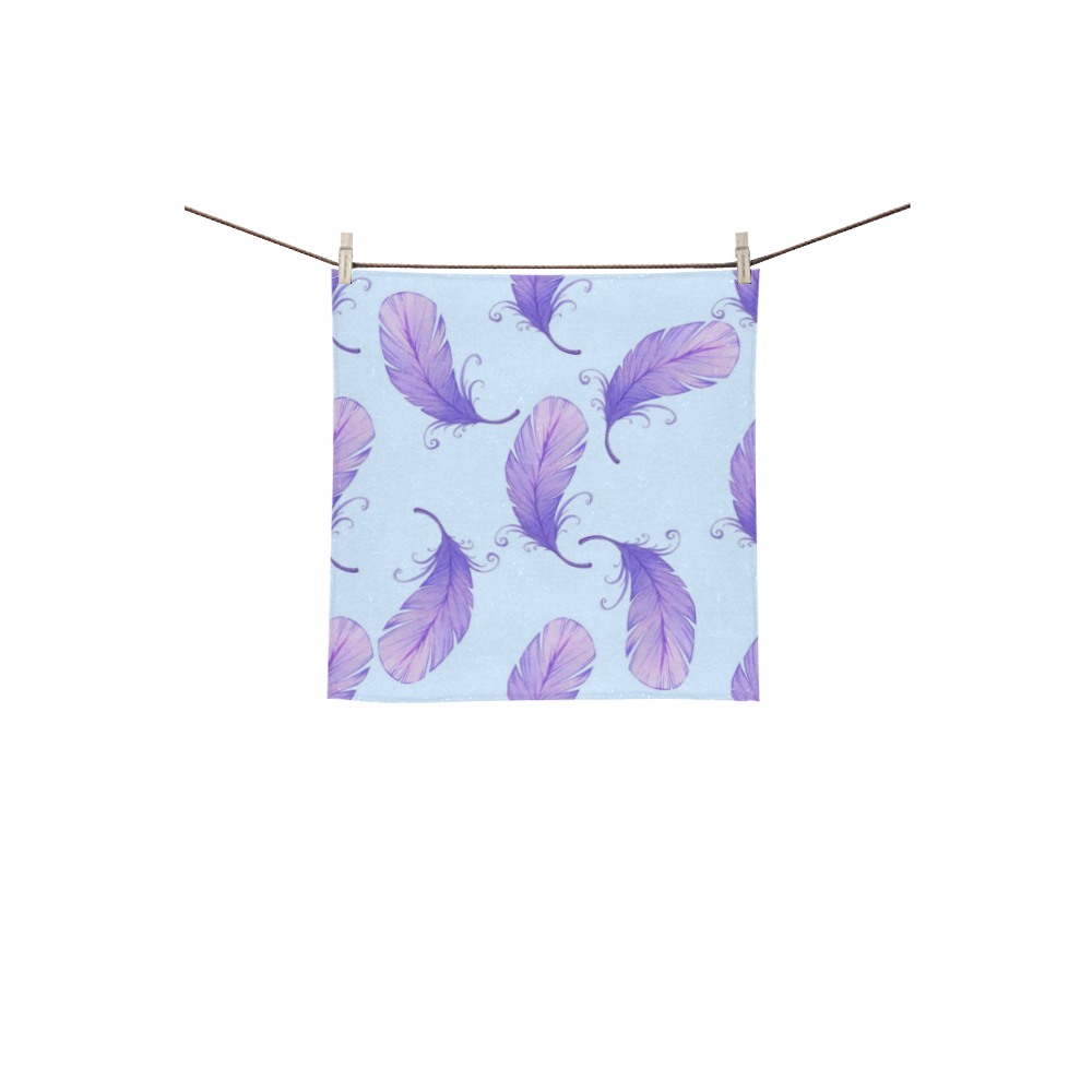 Purple Feathers Square Towel 13“x13”
