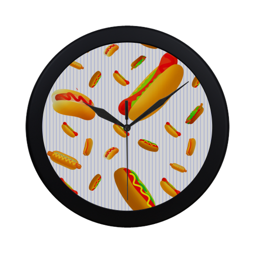 Hot Dogs on Pinstripes Circular Plastic Wall clock