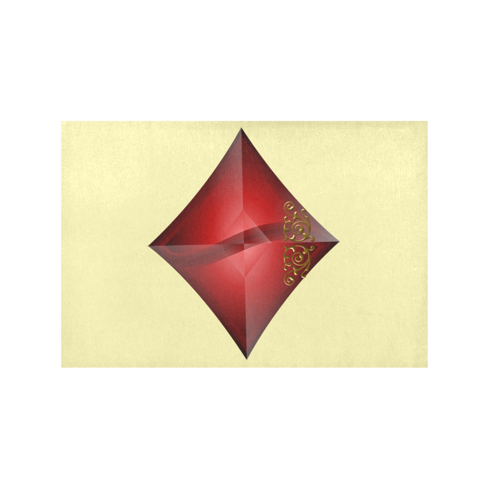 Diamond  Symbol Las Vegas Playing Card Shape on Yellow Placemat 12’’ x 18’’ (Set of 2)