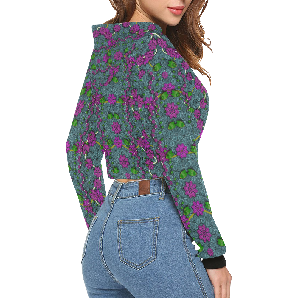 the most beautiful flower forest on earth All Over Print Crop Hoodie for Women (Model H22)