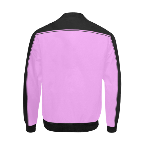 Racing Strip Black and Pink All Over Print Bomber Jacket for Men (Model H31)