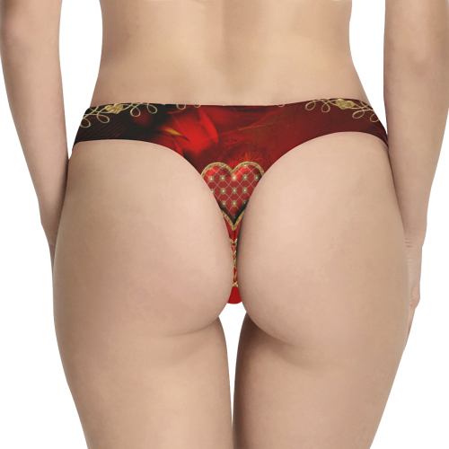 Wonderful decorative heart Women's All Over Print Thongs (Model L30)