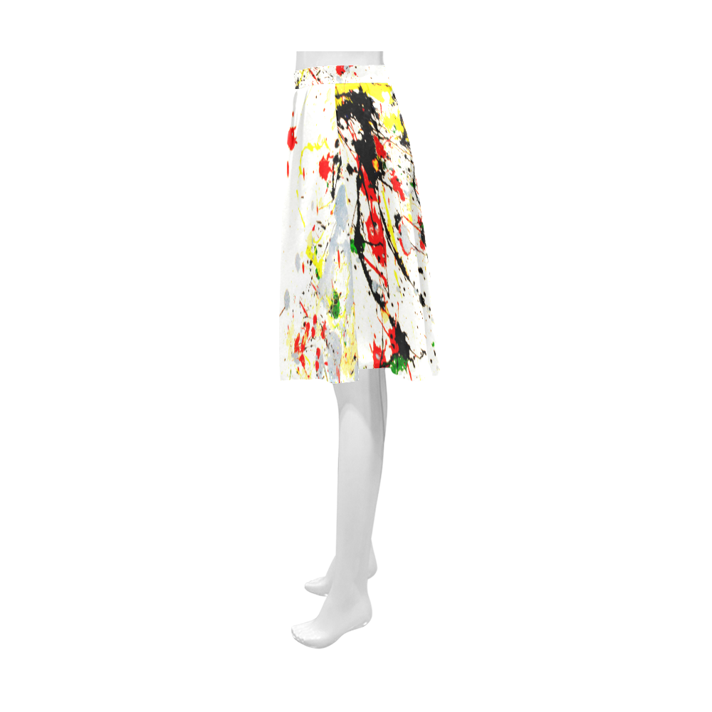Black, Red, Yellow Paint Splatter Athena Women's Short Skirt (Model D15)