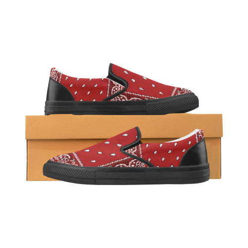 Red Bandana Women's Slip-on Canvas Shoes (Model 019)