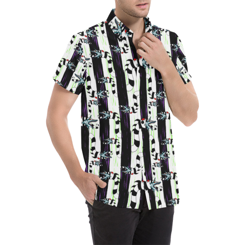 Sandworm Button Down Men's All Over Print Short Sleeve Shirt/Large Size (Model T53)