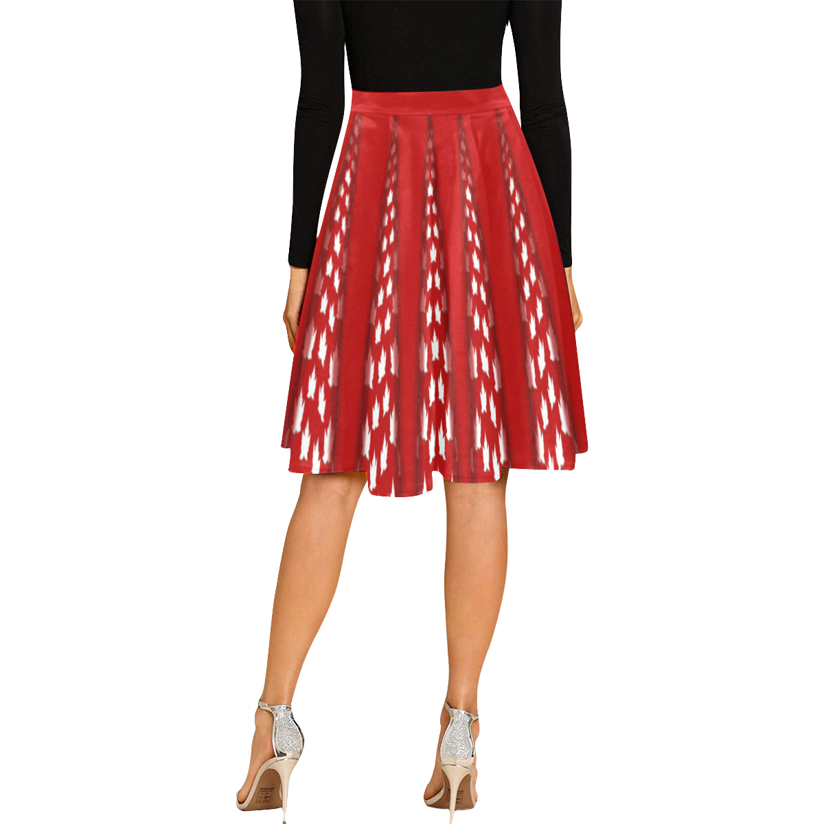 Cute Canada Skirts Knee Length Flared Melete Pleated Midi Skirt (Model D15)