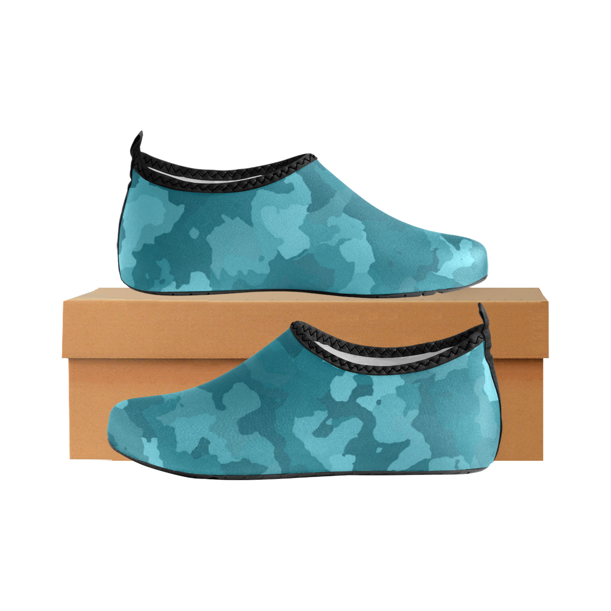 camouflage teal Women's Slip-On Water Shoes (Model 056)