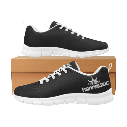 hannmusic blk/wht low tops Men's Breathable Running Shoes (Model 055)