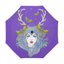 Goddess Sun Moon Earth Purple Anti-UV Auto-Foldable Umbrella (U09)