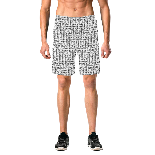 NUMBERS Collection Symbols White/Black Men's All Over Print Elastic Beach Shorts (Model L20)