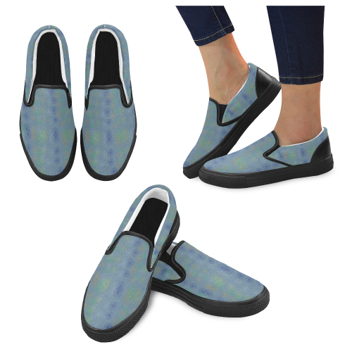Blue Pattern Design By Me by Doris Clay-Kersey Men's Unusual Slip-on Canvas Shoes (Model 019)