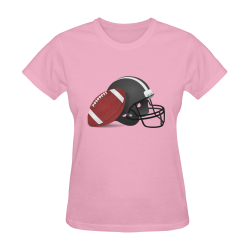Sports Football and Football Helmet Pink Sunny Women's T-shirt (Model T05)