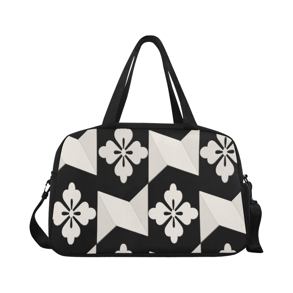 Black White Tiles Fitness Handbag (Model 1671)