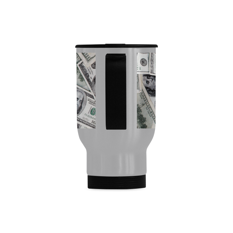 Cash Money / Hundred Dollar Bills Travel Mug (Silver) (14 Oz)