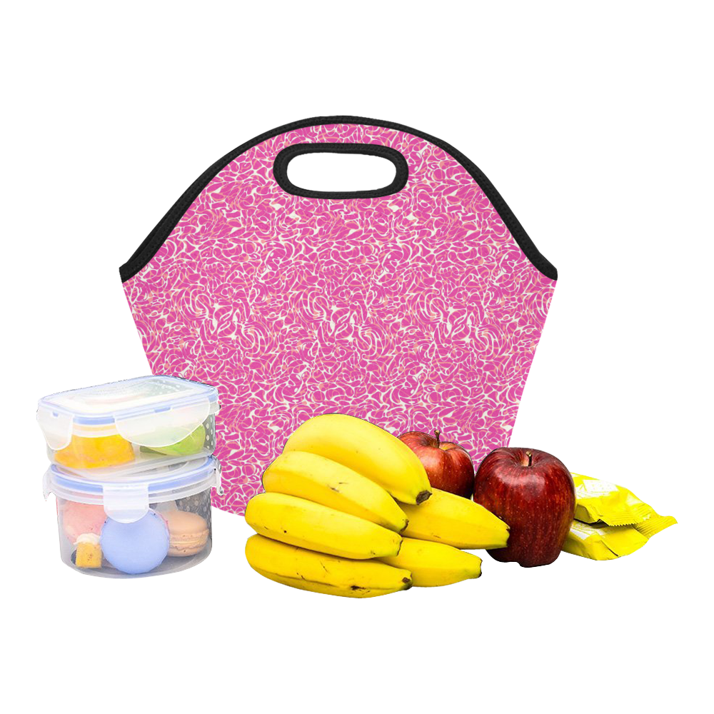 Pink Abstract Pattern Neoprene Lunch Bag/Small (Model 1669)