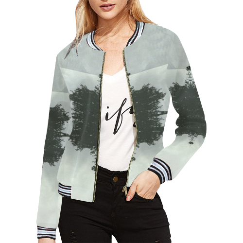 cloud island with a horizon so clear All Over Print Bomber Jacket for Women (Model H21)