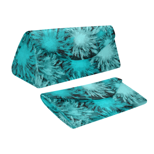 Abstract Turquoise frosty flowers, pattern Custom Foldable Glasses Case