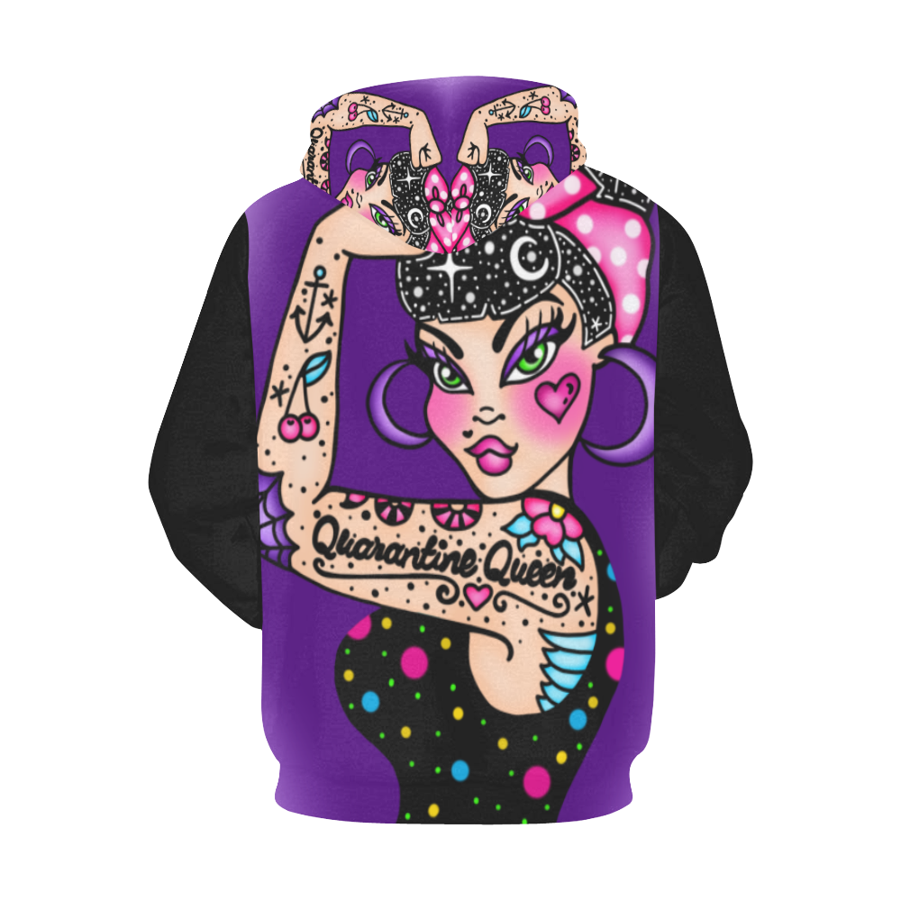 Quarantine Queen All Over Print Hoodie for Women (USA Size) (Model H13)