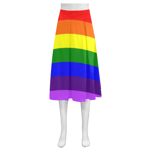 Rainbow Flag (Gay Pride - LGBTQIA+) Mnemosyne Women's Crepe Skirt (Model D16)