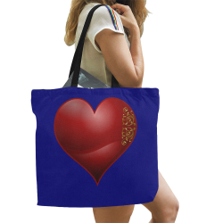 Heart  Las Vegas Symbol Playing Card Shape / Blue All Over Print Canvas Tote Bag/Large (Model 1699)