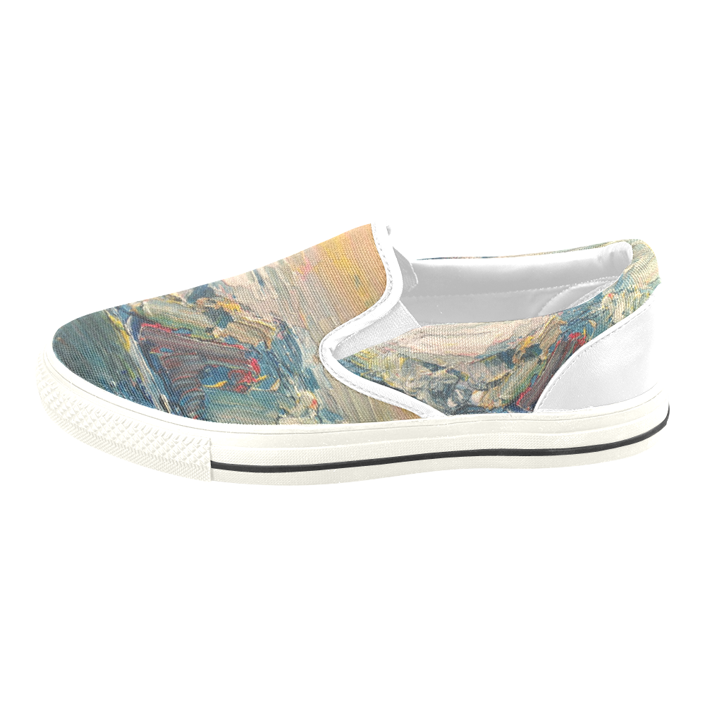 Mountains painting Slip-on Canvas Shoes for Kid (Model 019)