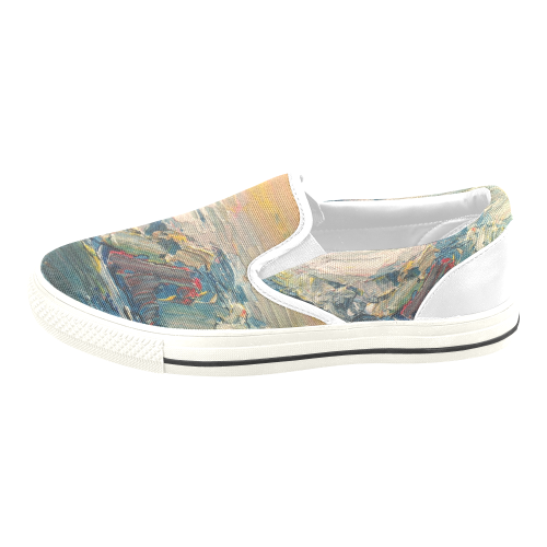Mountains painting Slip-on Canvas Shoes for Kid (Model 019)