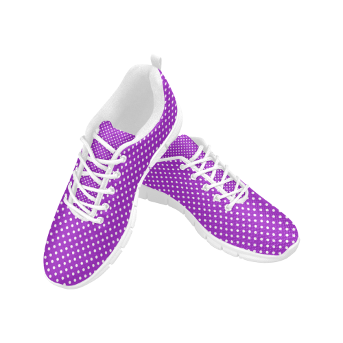 Lavander polka dots Women's Breathable Running Shoes/Large (Model 055)
