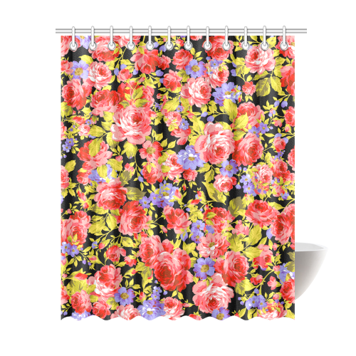 Colorful Flower Pattern Shower Curtain 69"x84"