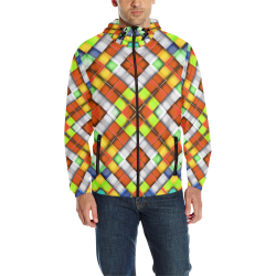 colorful geometric pattern All Over Print Quilted Windbreaker for Men (Model H35)