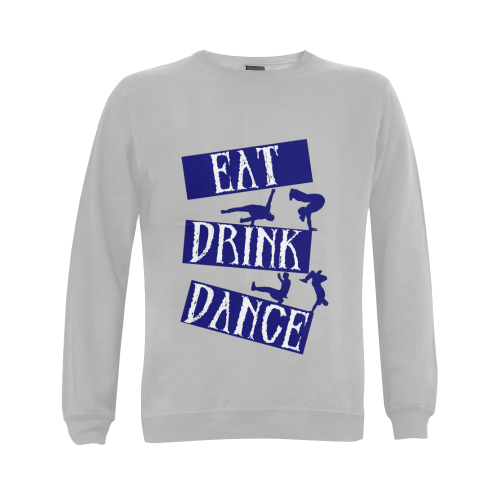 Break Dancing Blue on Silver Gildan Crewneck Sweatshirt(NEW) (Model H01)