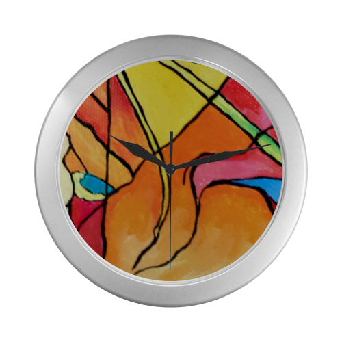 ABSTRACT Silver Color Wall Clock