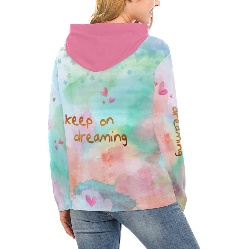 KEEP ON DREAMING - pastel All Over Print Hoodie for Women (USA Size) (Model H13)