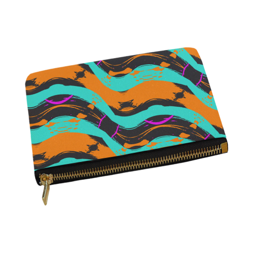 Blue orange black waves Carry-All Pouch 12.5''x8.5''