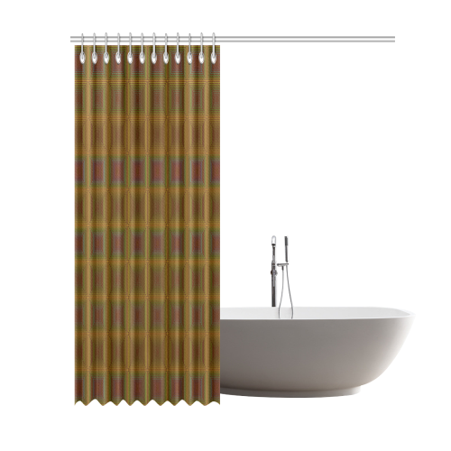 Golden brown multicolored multiple squares Shower Curtain 69"x84"