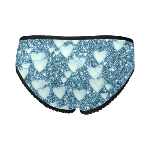 Hearts on Sparkling glitter print, teal Women's All Over Print Girl Briefs (Model L14)