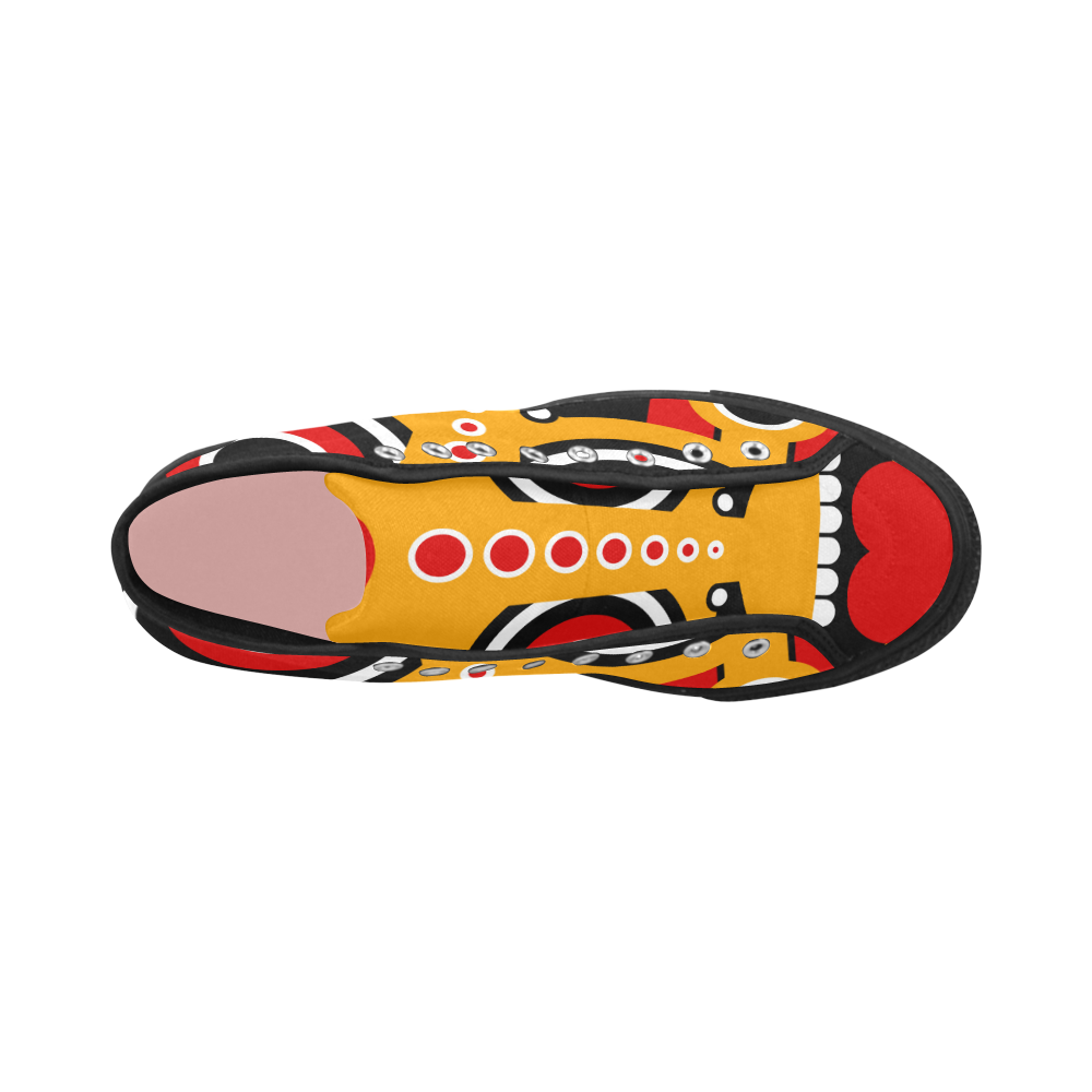 Red Yellow Tiki Tribal Vancouver H Women's Canvas Shoes (1013-1)