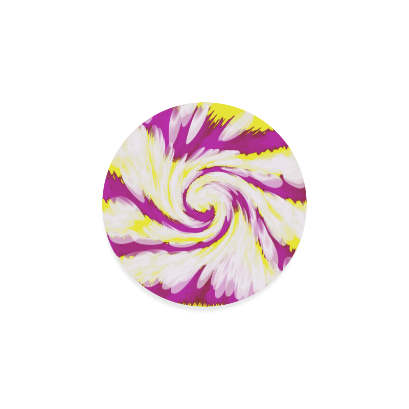 Pink Yellow Tie Dye Swirl Abstract Round Coaster