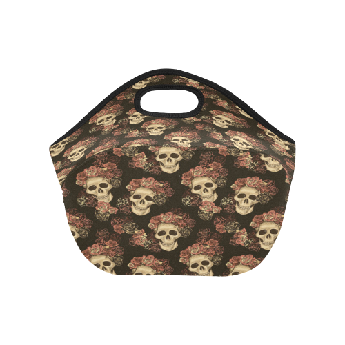 Skull and Rose Pattern Neoprene Lunch Bag/Small (Model 1669)