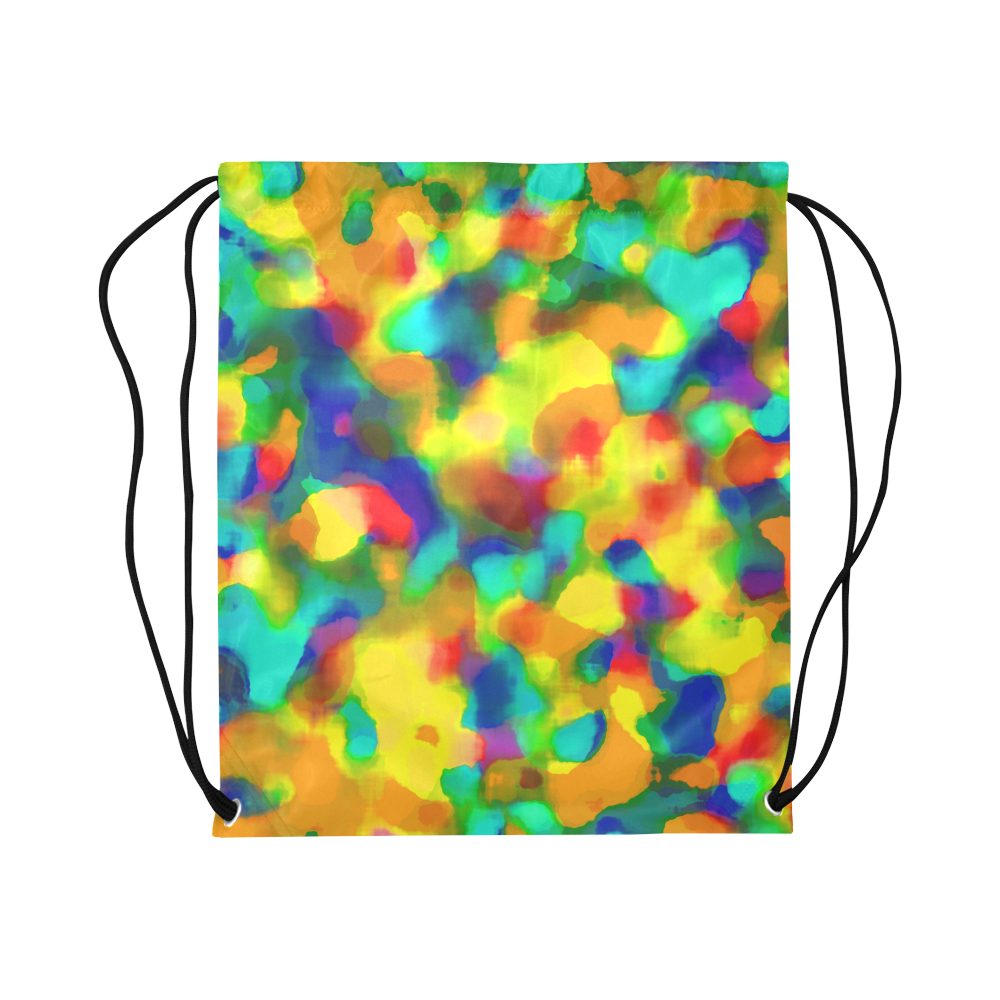 Colorful watercolors texture Large Drawstring Bag Model 1604 (Twin Sides)  16.5"(W) * 19.3"(H)