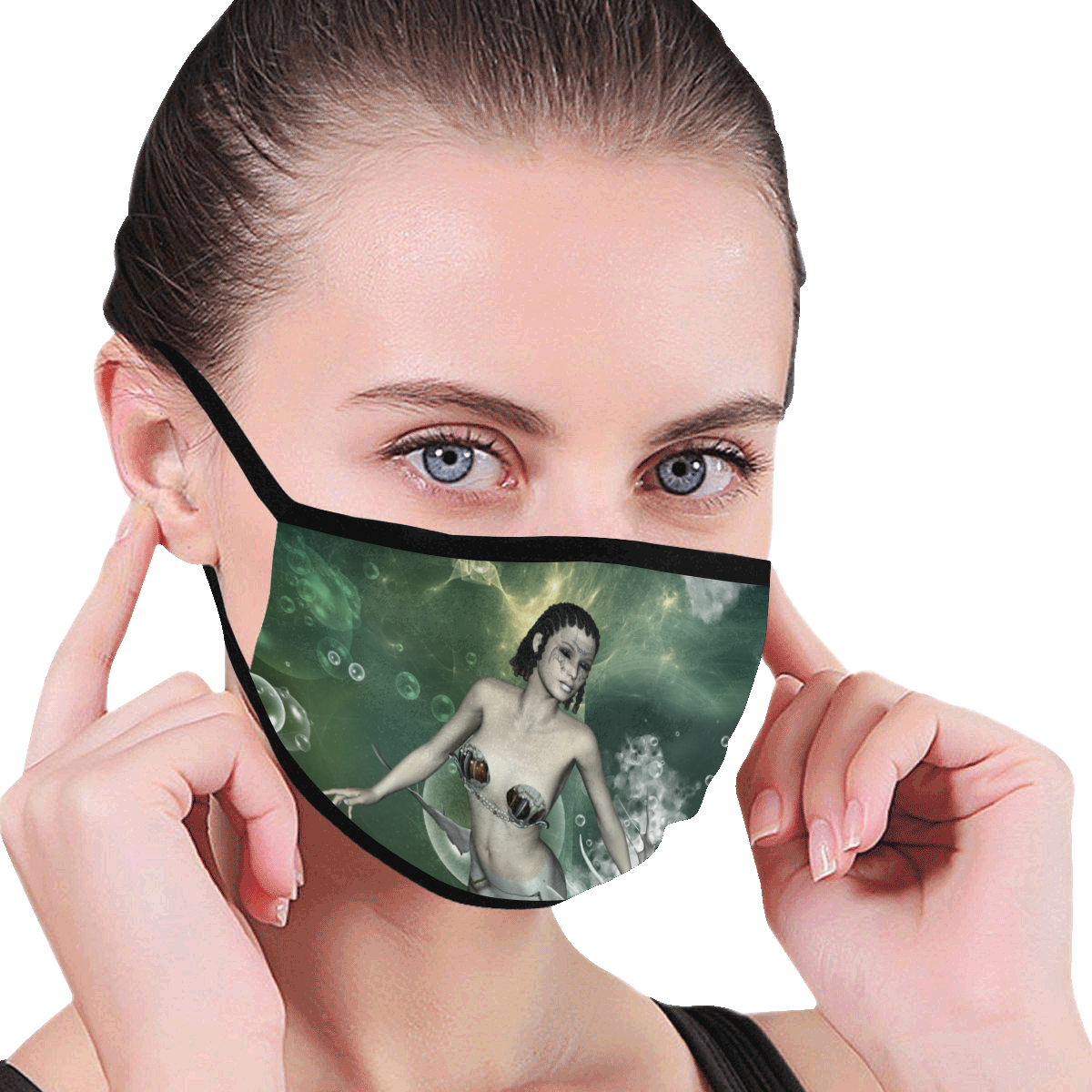 Awesome mermaid in the deep ocean Mouth Mask (60 Filters Included) (Non-medical Products)
